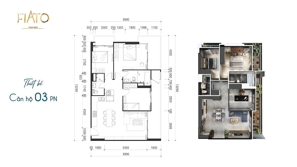Thiết kế căn hộ Fiato Premier  phòng ngủ dành cho gia đình 3 thế hệ